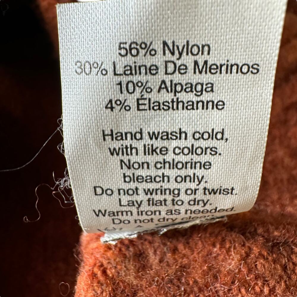 Madewell Women's Sweater Button Sleeve SZ XS Pullover Wool Alpaca Burnt Orange - Picture 7 of 9
